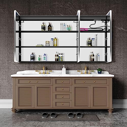 48" Wall Mounted LED Medicine Cabinet with Mirror, Defogger & USB Y18036
