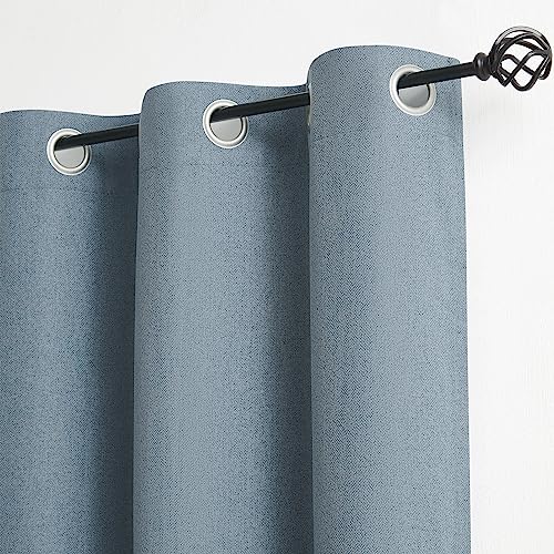 Natural Linen Blackout Curtains 84 inch Ivory, 2 Panels O402