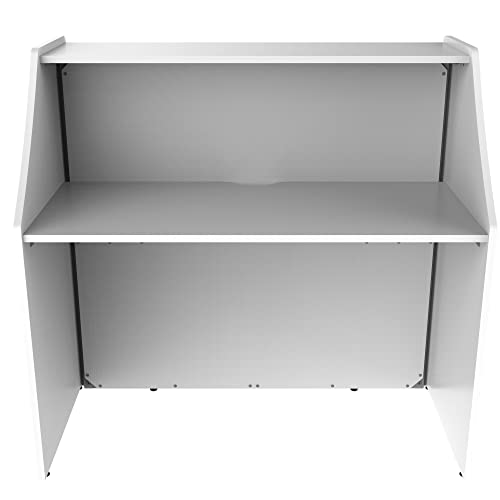Linea Italia Curved Modern Office Desk 2 Panel Reception Counter, Mocha M8386