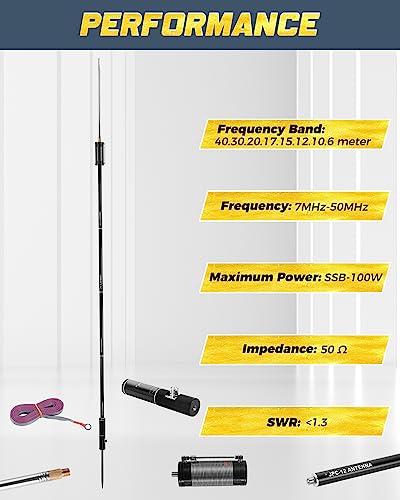 PAC-12 HF Vertical Antenna for Ham Radio 7MHz-50MHz with Slide Regulator Z882245