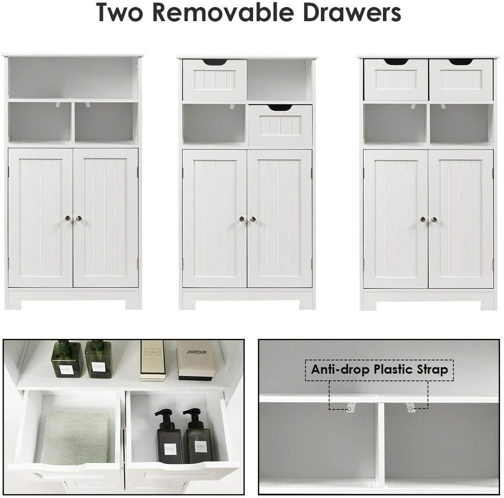 Freestanding Bathroom Floor Cabinet with 2 Drawers and 2 Doors White C559814