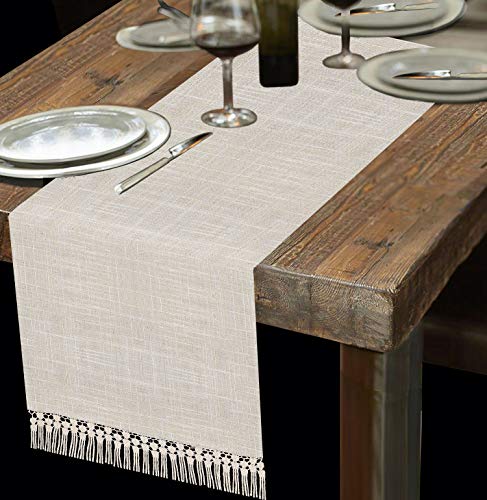 Burgundy Tassel Table Runner 14x72 inches T577