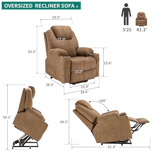 YITAHOME Power Lift Recliner Chair for Elderly with Heat and Massage, Light Brown C170805
