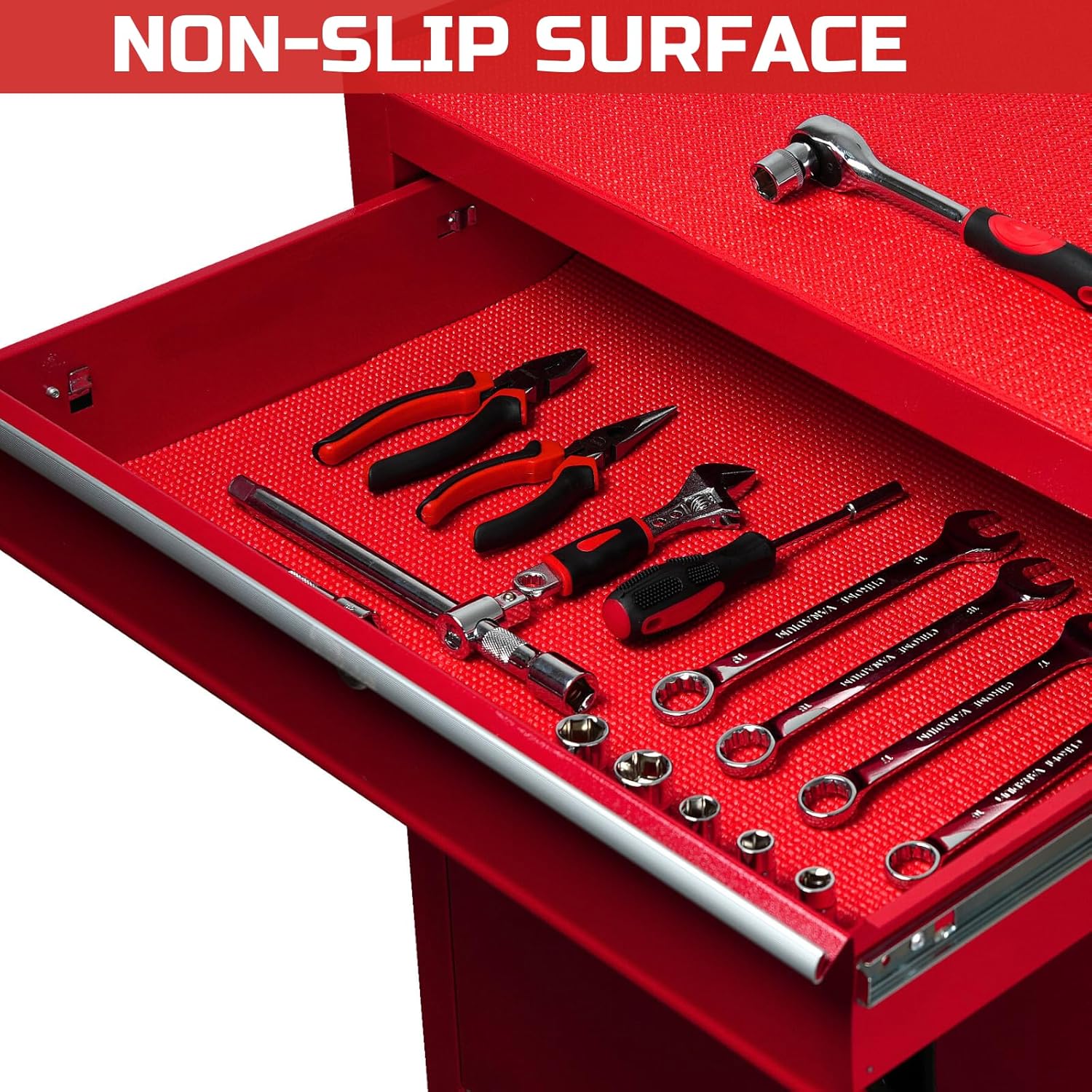 Tool Box Liner 16 inch x 18 ft, Heavy Duty Red Non-Slip Foam Mat L943059