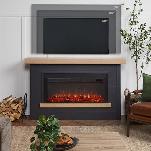 Real Flame Bernice 67" Electric Fireplace with Mantel, Remote Control, White T45360