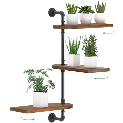 3-Tier Rotating Window Plant Shelf, Wooden Indoor Plant Stand M610
