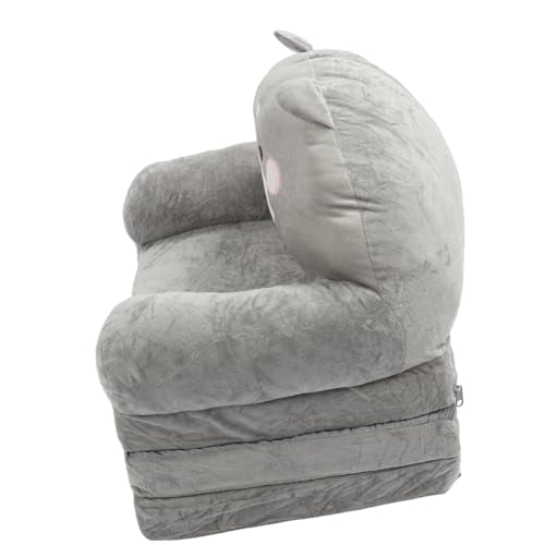 Generic Kids Fold Out Couch Soft Folding Sofa Grey N3836