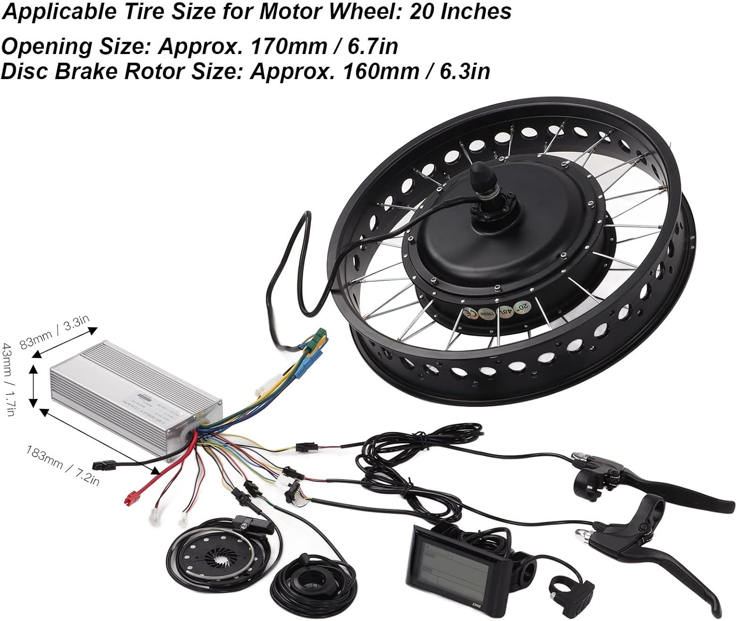48V 1500W Electric Bike Conversion Kit, 20 Inch Rear Wheel S718452