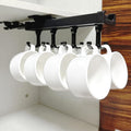 Mug Holder Under Cabinet, Pull Out Coffee Mug Holder, Hanging Mug Hooks for Coffee Bar, Slide Out Coffee Cup Holder with 8 Hooks, Display Mug Organizer Under Cabinet for Kitchen Bar, Black