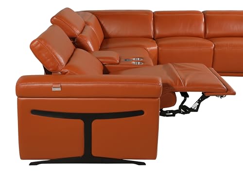Riccardo 8-Piece Italian Leather U-Shaped Sectional Couch with Power Reclining Seats, Dark Grey G909366