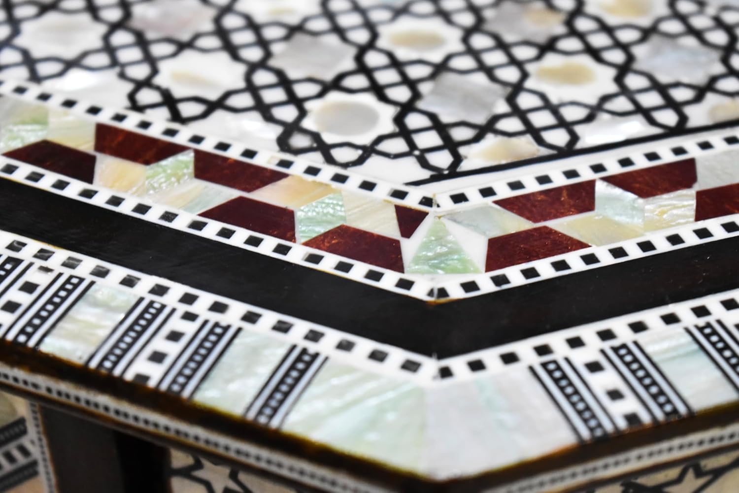Mother of Pearl Moroccan Wood Octagonal Coffee Table V998