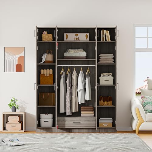 Modern 3-Door Wardrobe with Mirror and Drawers, White F320