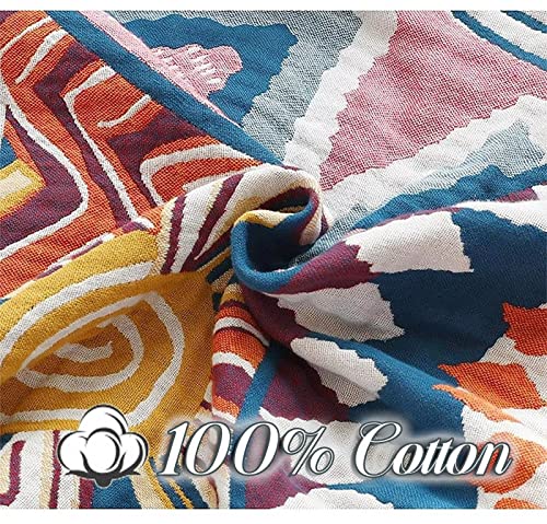 Boho Throw Blanket for Couch Sofa Bed Decor, 100% Cotton, 78x90 inches N267716