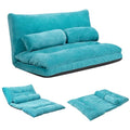 KOMFOTT Foldable Floor Lazy Sofa with 2 Pillows, 6-Position Adjustable Reclining Sofa Sleeper Bed, Convertible Futon Couch Bed, Floor Couch Lounge for Relaxing, Reading, Playing, Gaming (Beige)