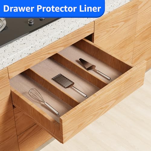 PABUSIOR Clear Shelf Liners for Cabinets, 11 Inch Wide, Non-Adhesive X996779
