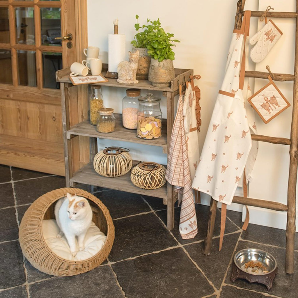 Poly Rattan Pet Bed Basket for Small Cats & Dogs with Removable Washable Cushion F174815