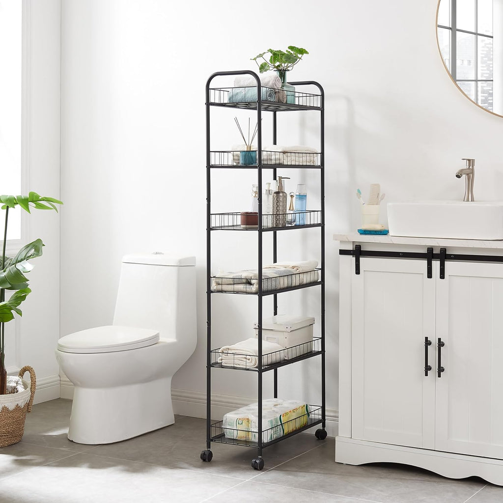 6-Tier Rolling Slim Storage Cart with Wheels for Kitchen Bathroom Laundry L4545