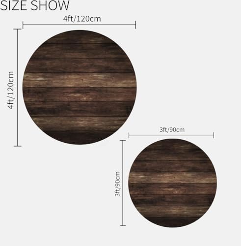 Washable Small Round Area Rug 3ft Dark Wood Surface Y362