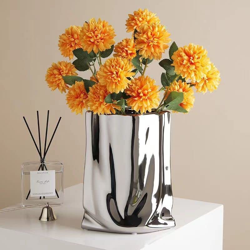 Sliver Ceramic Vase 7.9 Inch Minimalist Nordic Home Decor C97267