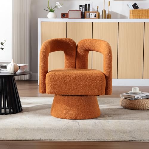 Round Armchair with Wide Upholstered Seat for Living Room Bedroom Office, Rose Red C797382