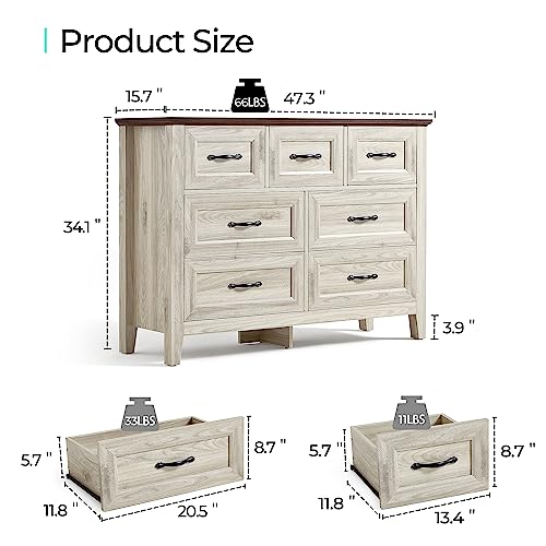 LINSY HOME Farmhouse 9 Drawer Dresser with Antique Handles, Black E97312