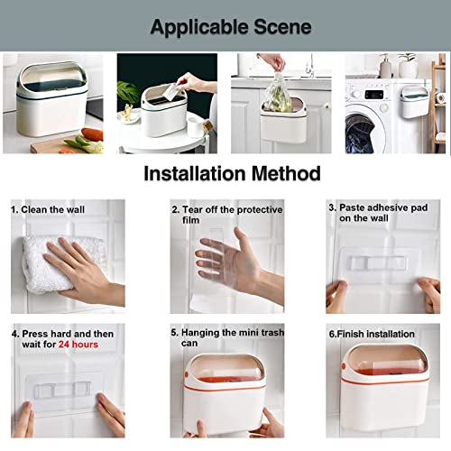 Mini Trash Can with Lid for Desk, Office, RV, Dorm (Orange) C4927