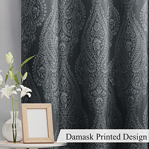 JIUZHEN Damask Ombre Curtains for Bedroom, Navy Blue, 42 x 84 Inch, Set of 2 N215902