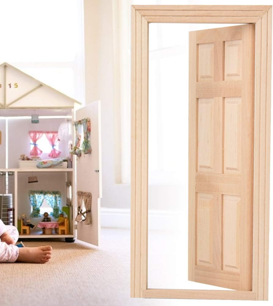 1:12 Doll House Mini Wooden Door DIY Hollow Door Set Z5358