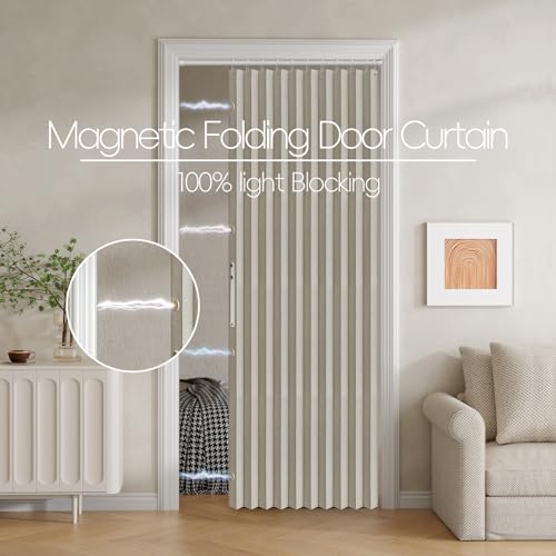 Blackout Folding Door Curtain with Magnetic Closure, Grey 42x78 T37357