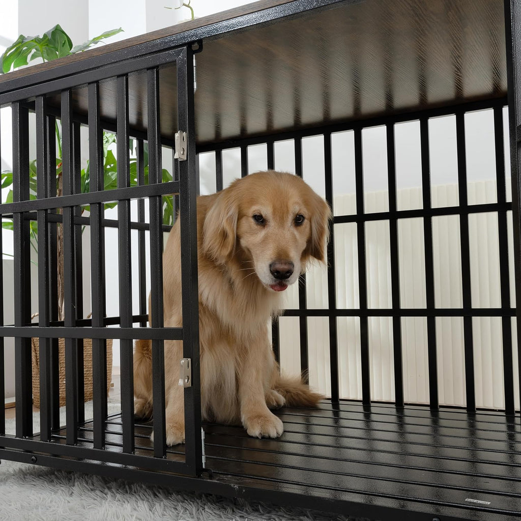 Heavy Duty Dog Crate for Large Medium Dogs with Lockable Wheels T450