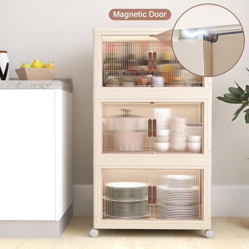 danpinera Storage Bins with Lids 65QT Stackable with Wheels, 3 Pack Y8681