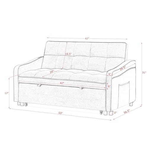 Convertible Sofa Bed 3 in 1 Lounge Chair Sleeper with Adjustable Backrest C337