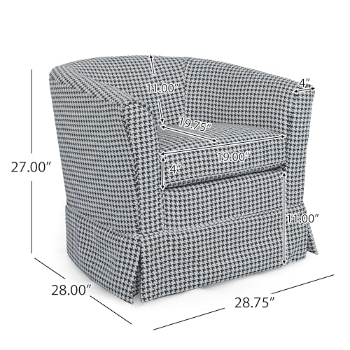 Christopher Knight Home Cecilia Modern Swivel Club Chair, White/Blue Stripe Q550