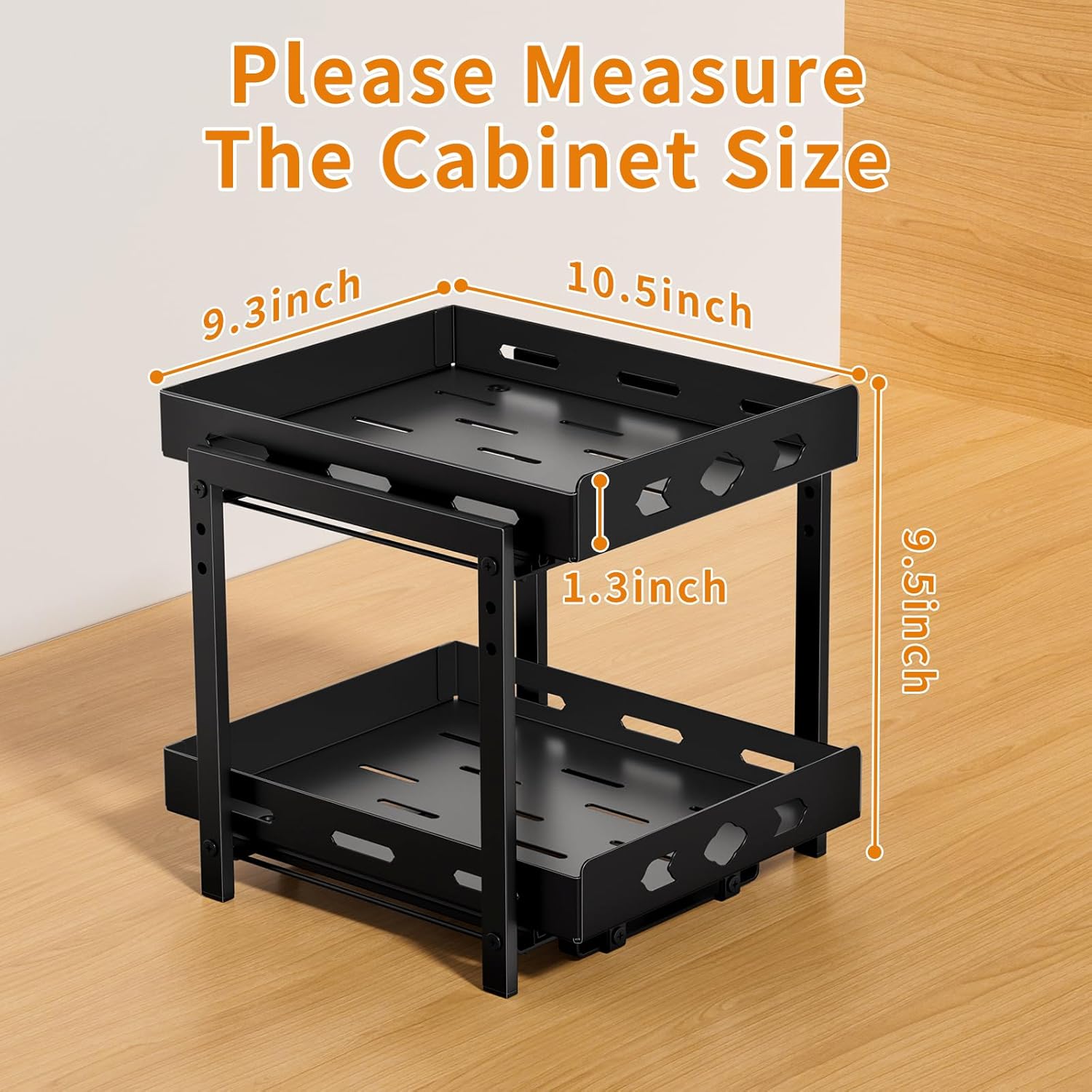 RCHYFEED 2-Tier Pull Out Spice Rack Organizer for Cabinet, Black A60971