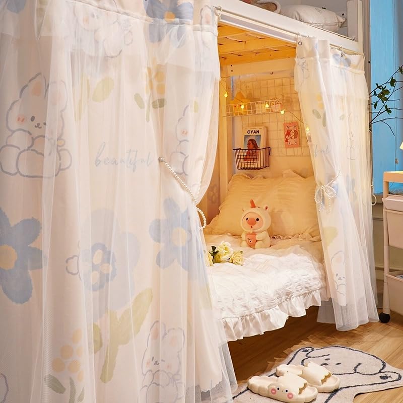 Bottom Bunk Bed Curtains Breathable Canopy for Single Bed N388437