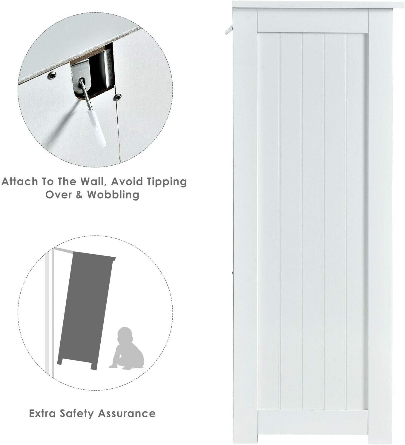Freestanding Bathroom Floor Cabinet with 3 Drawer Storage White C680
