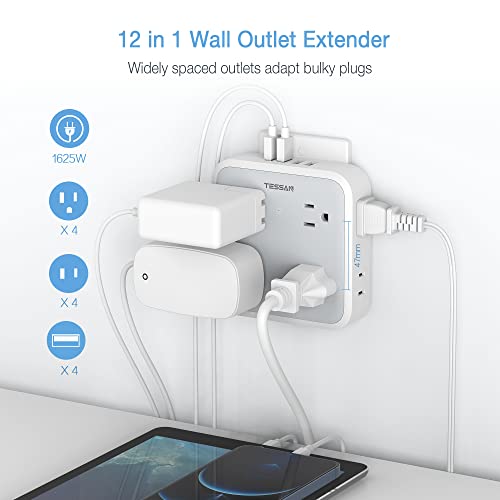 TESSAN Multi Plug Outlet Splitter with USB Wall Charger, Surge Protector A34107