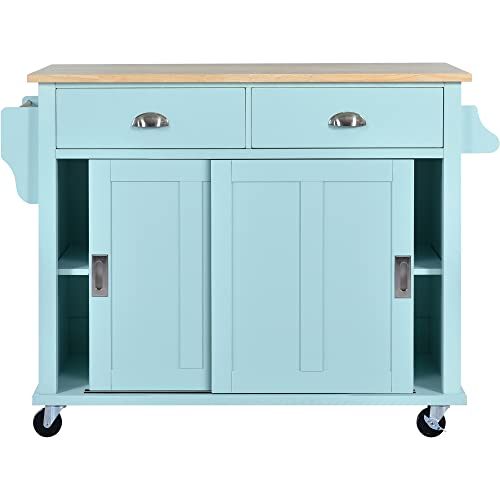 Kitchen Island Cart on Wheels with Drawers and Storage Cabinet, Black M163