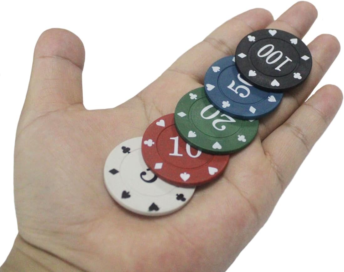 Poker Chips Set with Denominations and Holder L331380