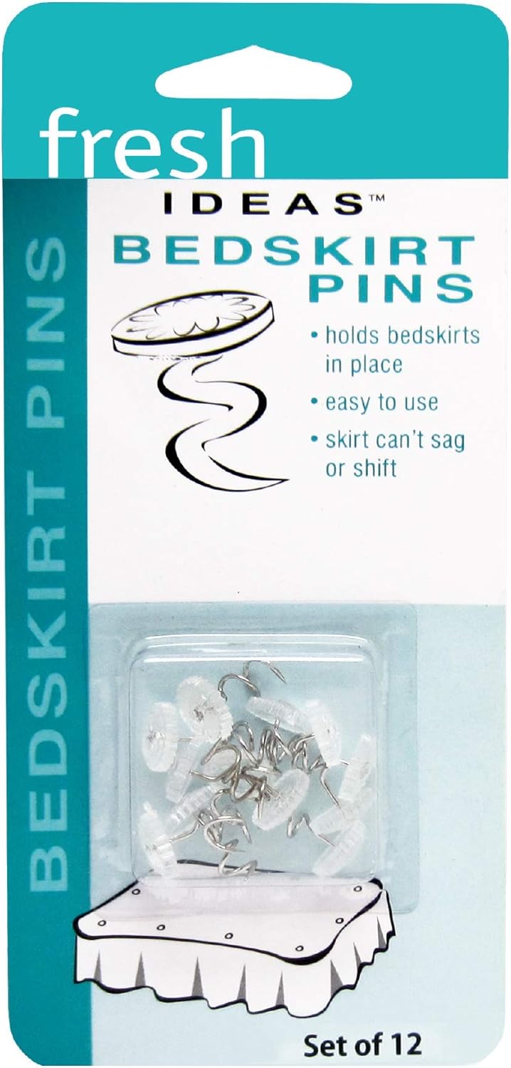 FRESH IDEAS Dust Ruffle Spiral Push Pins, Set of 12, White I2075