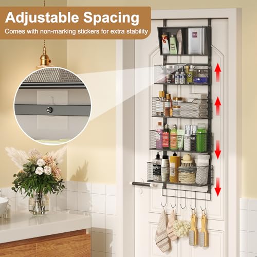 Adjustable Over The Door Organizer with 4 Metal Baskets, White H46810