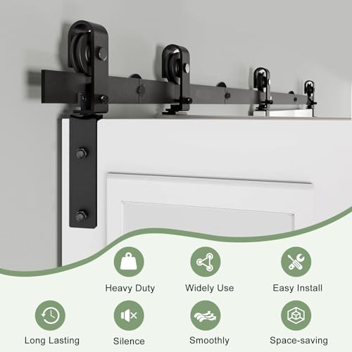 72" Bi-Folding Sliding Barn Door Hardware Track Kit for 4 Closet Doors, Black F872233