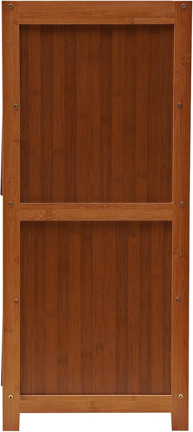 Bamboo 4-Tier Shoe Rack Brown Retro Storage Cabinet C36385
