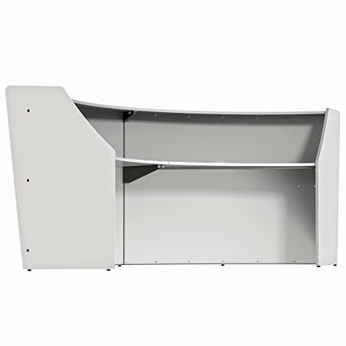 Linea Italia Curved Modern Office Desk 2 Panel Reception Counter, Mocha M8386