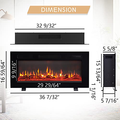 Efiretric Grace 50" W 3 in 1 Electric Fireplace EF451, Freestanding, Wall Mounted, Recessed, Remote Control O5770