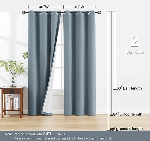 Natural Linen Blackout Curtains 84 inch Ivory, 2 Panels O402