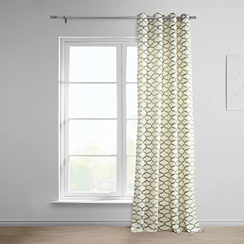 HPD Half Price Drapes Grommet Wavy Geometric Printed Curtains 108 Inches Long Cotton Curtains 1 Panel Room Darkening Window Curtains 50W x 108L Wavy Silver Grey G8137