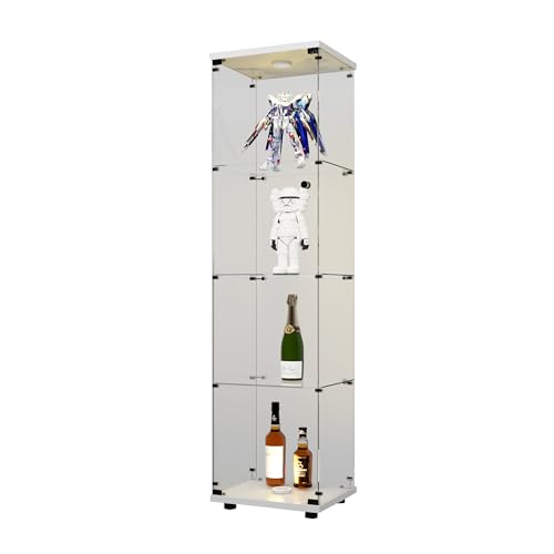 4-Tier Glass Display Cabinet with Metal Lock, Tempered Glass Curio Cabinet S722182