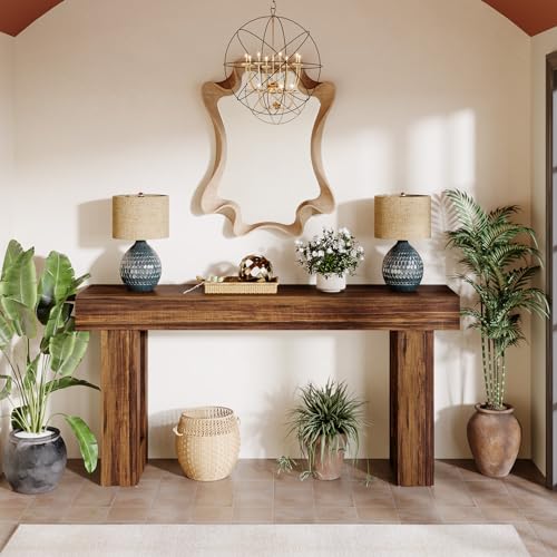 Tribesigns 63-Inch Console Table, Farmhouse Wooden Sofa Table, Rustic Brown V219