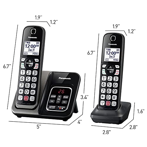 Panasonic Cordless Phone with Answering Machine, 2 Handsets - KX-TGD832M B456